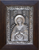 Икона из серебра, Образ Богородицы Семистрельная, классический оклад