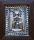Серебряная икона, Сергий Радонежский, классический оклад